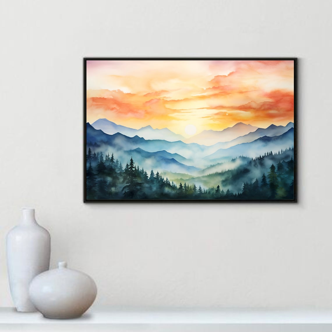 Mount Le Conte Sunrise Watercolor Art Print - Image 2