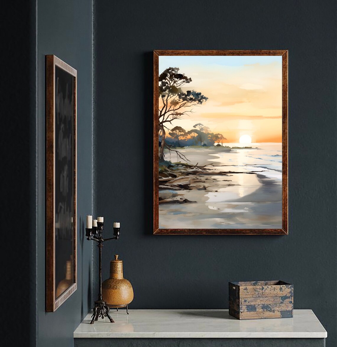 Tybee Island Watercolor Travel Poster, Georgia Sunrise - Image 3