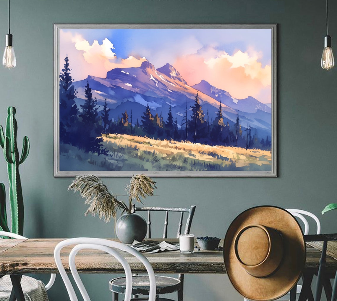 Kings Peak Uinta Mountains Utah Sunset Pines Watercolor Poster - Image 4