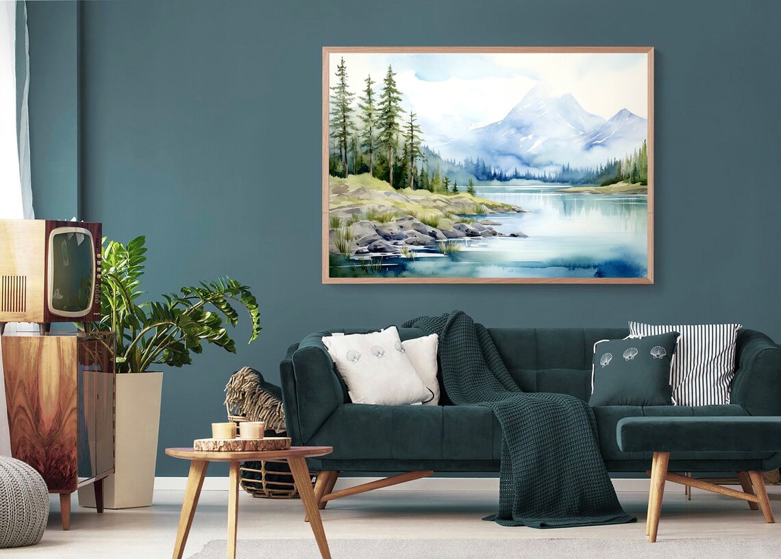 Yosemite Tenaya Lake Pines Snowy Peaks Sierra Watercolor Poster - Image 4