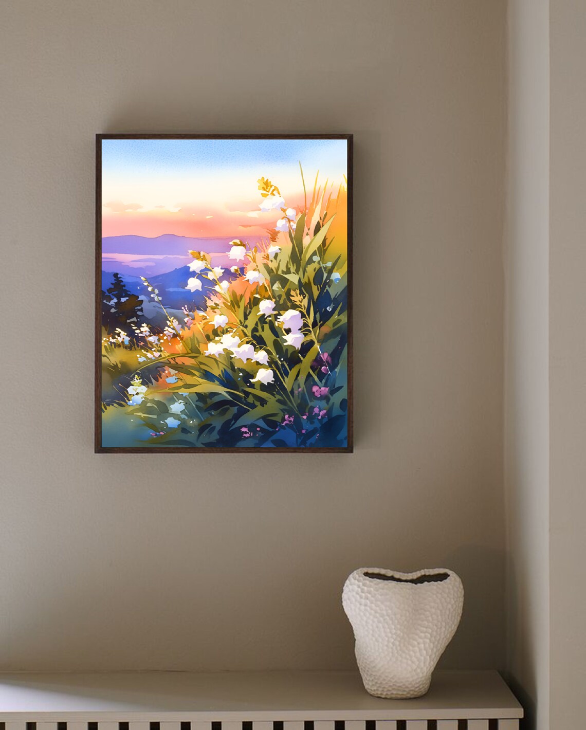 Utah Lilies Sunset Mountain Wildflower Watercolor Floral Art Poster - Image 2