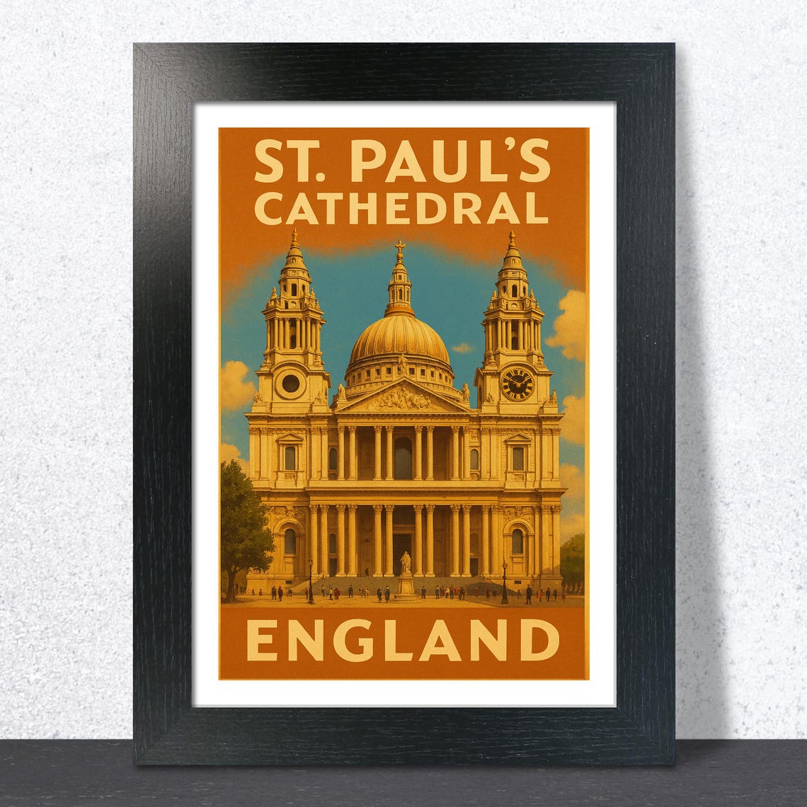 St. Paul's Cathedral London Vintage Travel Poster with Great Dome