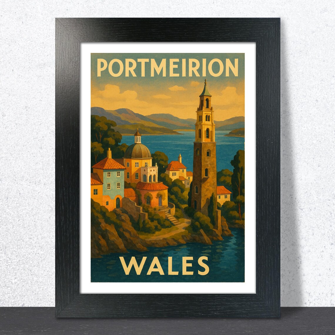 Portmeirion Wales Italianate Village Seaside Vintage Travel Poster