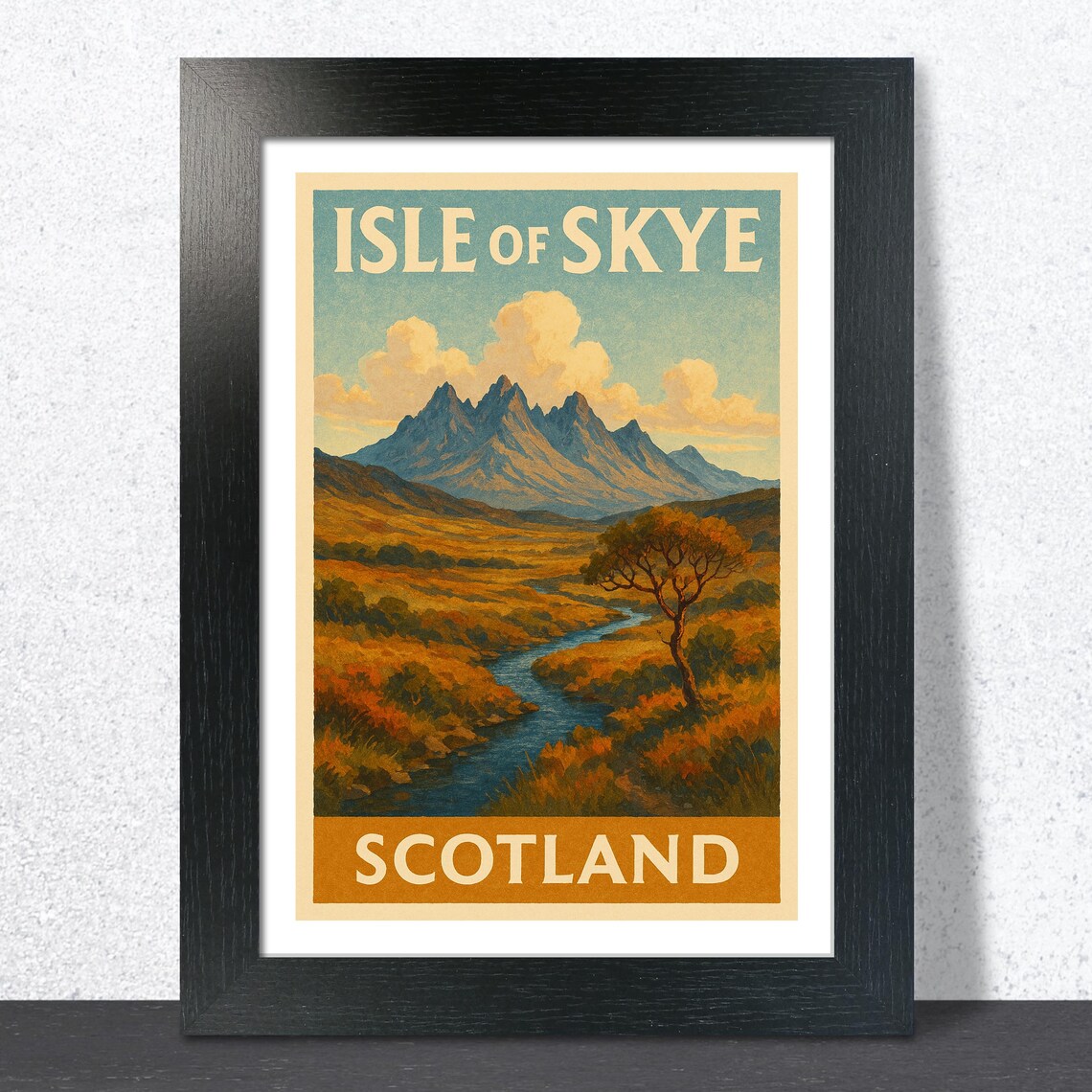 Isle of Skye Scotland Vintage Travel Mountain Landscape Poster