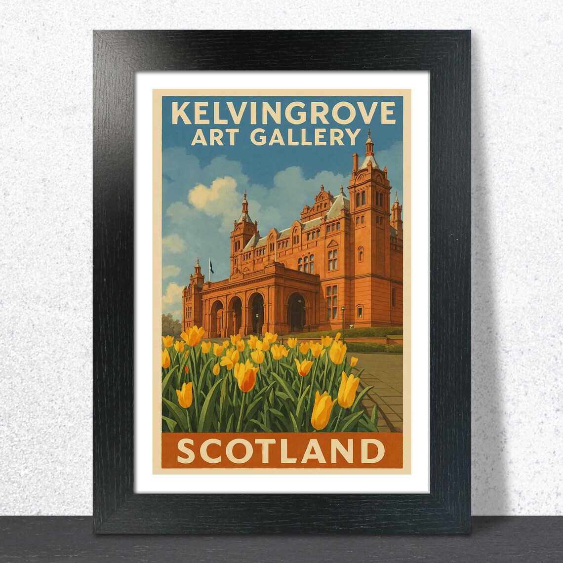 Kelvingrove Art Gallery Glasgow Scotland Tulips Travel Poster