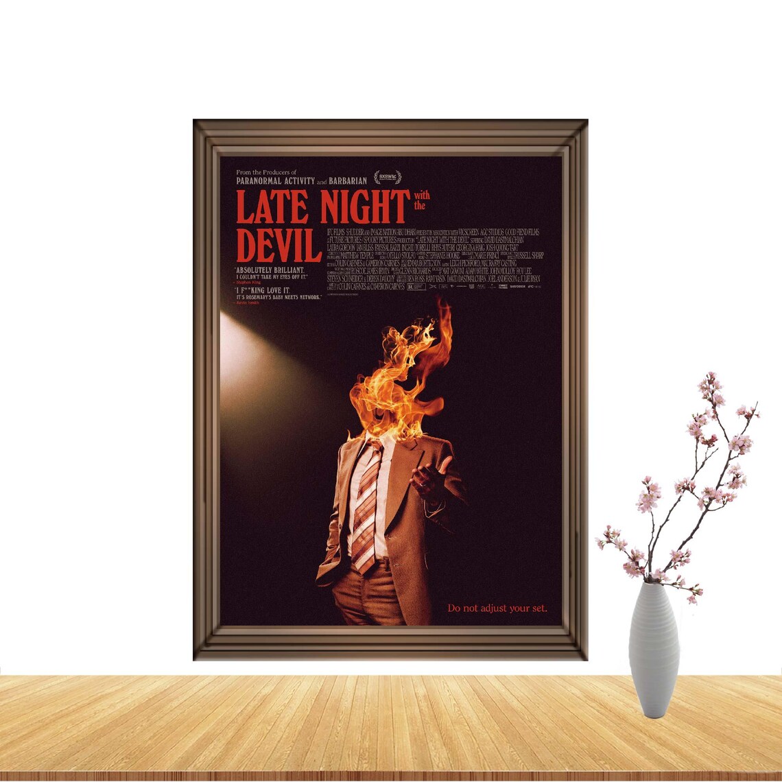 Late Night with the Devil Retro Burning Host Horror Movie Poster - Image 3