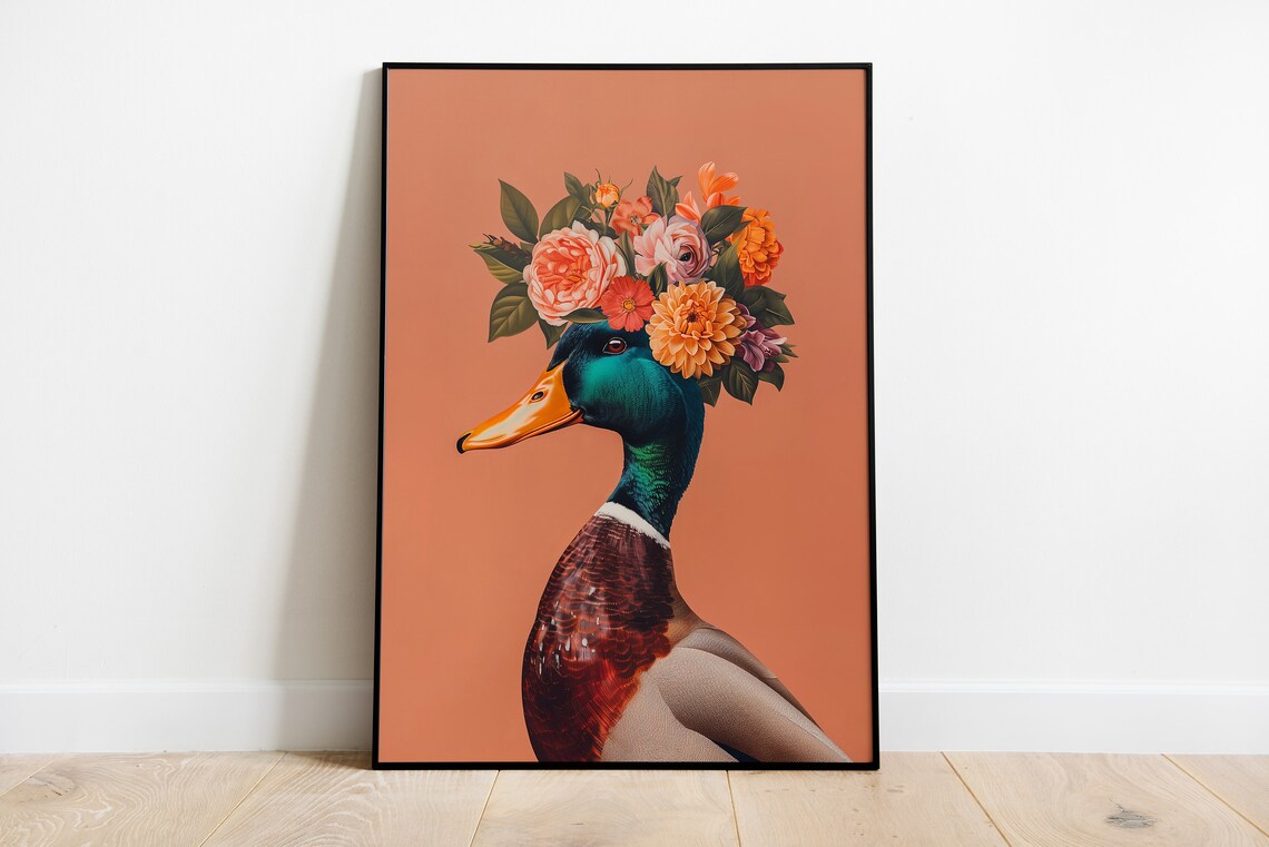 Colourful Mallard Duck Illustration Poster Print