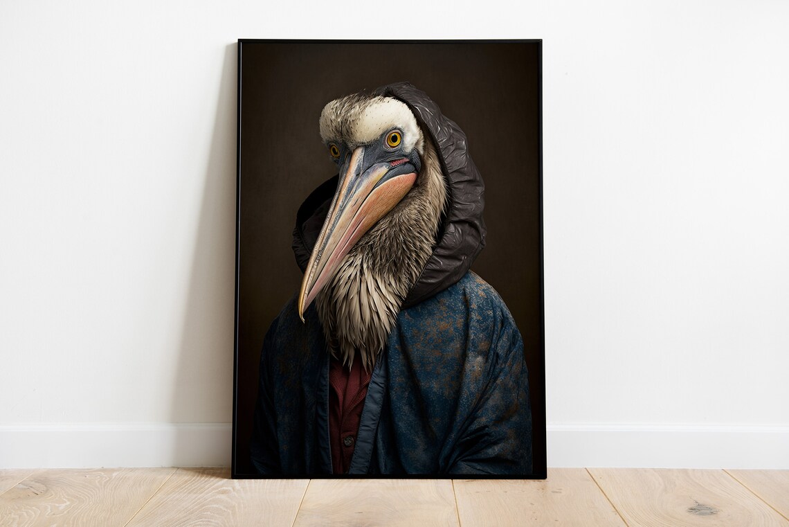 Stern Pelican in a Hooded Cloak Dark Renaissance Portrait Poster