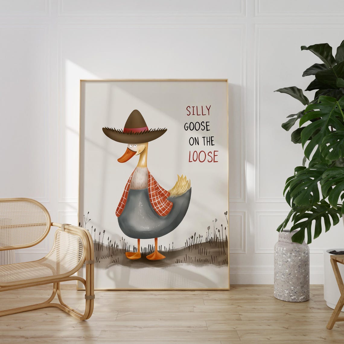 Silly Goose on the Loose in Cowboy Hat with Red Scarf Poster - Image 3