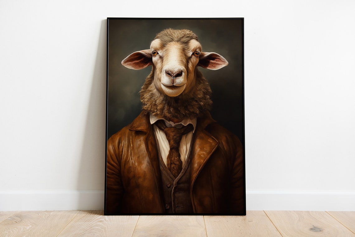 Renaissance Sheep in Suit Classic Portrait Vintage Animal Poster