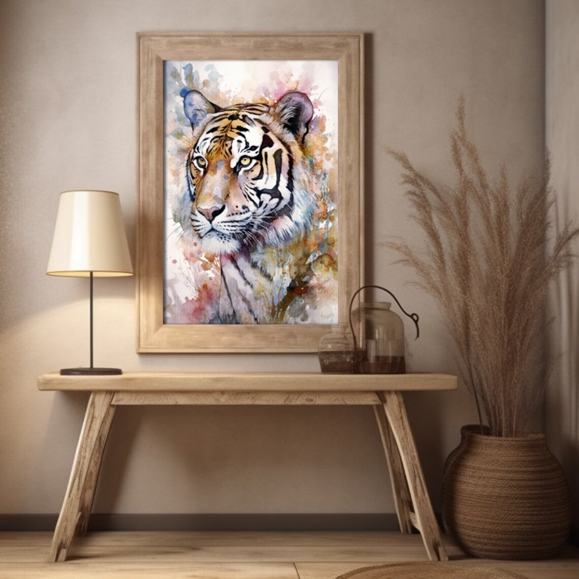 Tiger Head Watercolor Portrait Wildlife Big Cat Painting Poster - Image 4