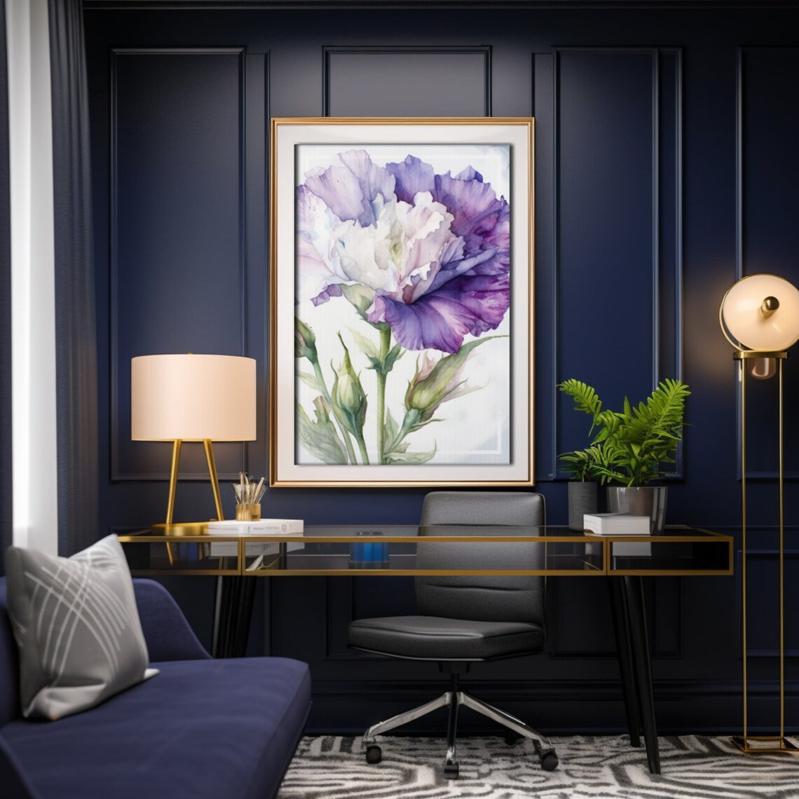 Purple Lisianthus Flower Watercolor Bloom Botanical Painting Poster - Image 4