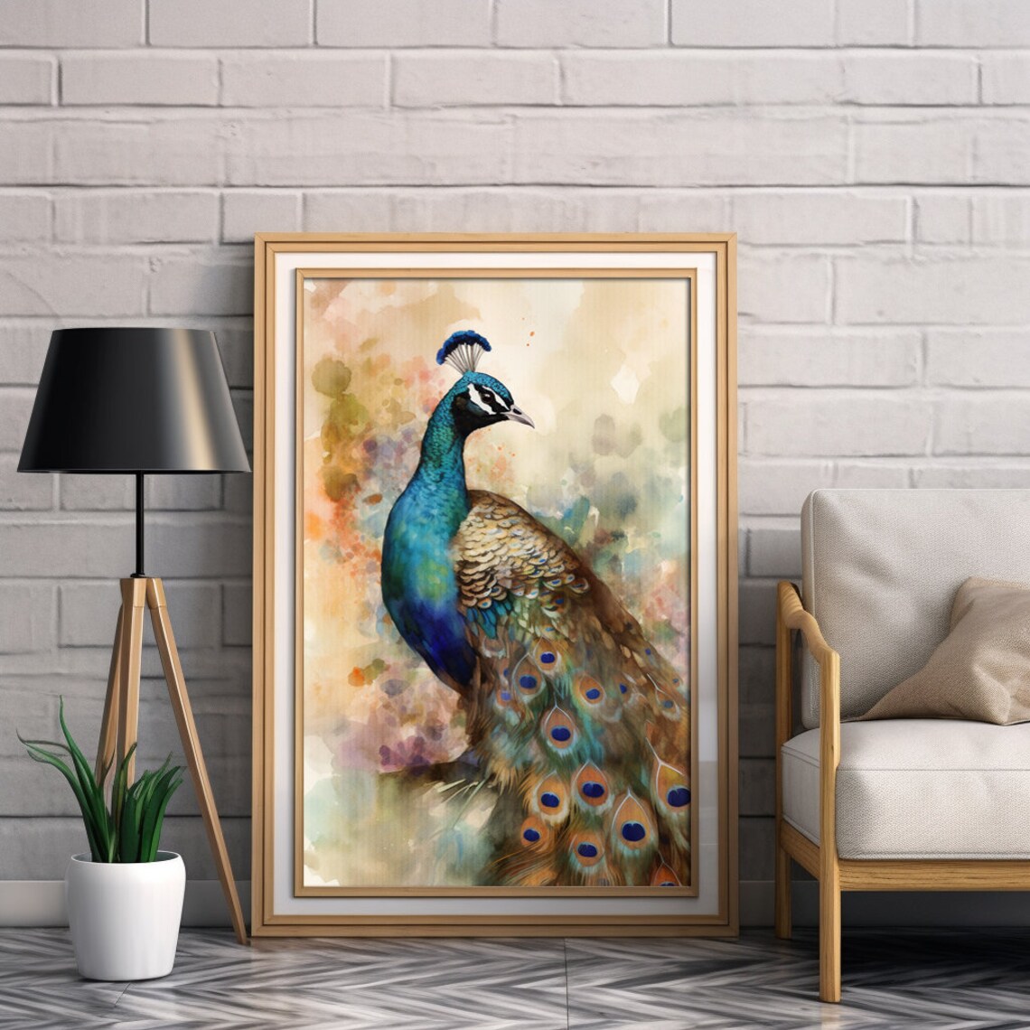 Peacock Watercolor Art Print, Country Kitchen Decor - Image 2
