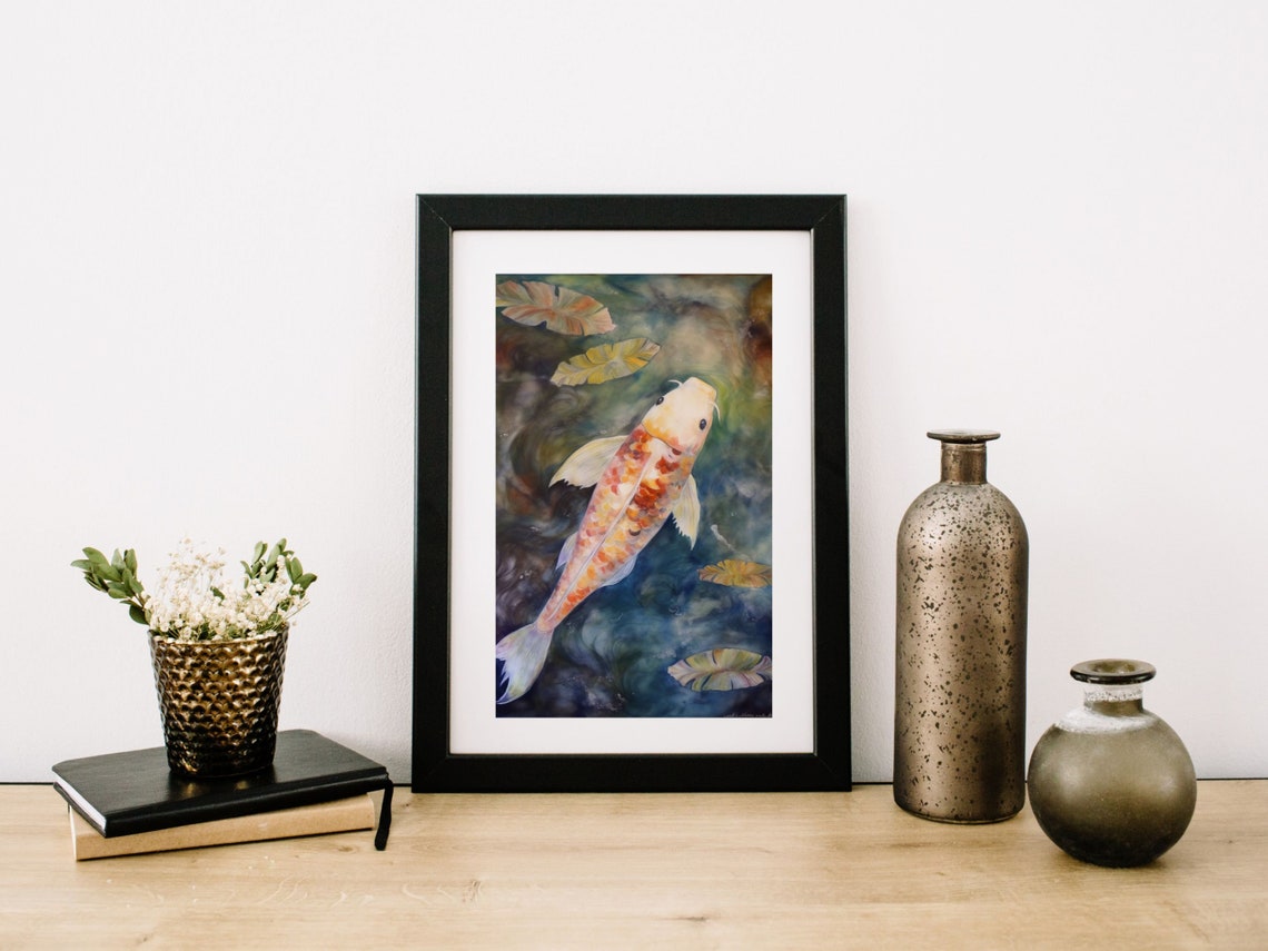 Koi Fish Watercolor Painting3 Zen Wall Art Koi Fish Wall Decor Japanese Watercolor Art Pond Watercolor Art Koi Fish Art Print Yoga Art - Image 2