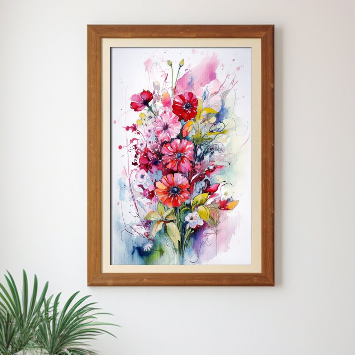 Red Wildflowers Bouquet Watercolor Poppies Floral Painting Poster - Image 3