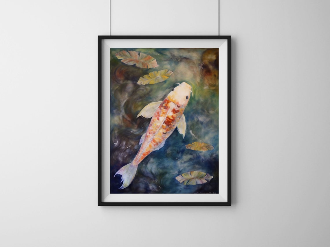 Koi Fish Watercolor Painting3 Zen Wall Art Koi Fish Wall Decor Japanese Watercolor Art Pond Watercolor Art Koi Fish Art Print Yoga Art - Image 3