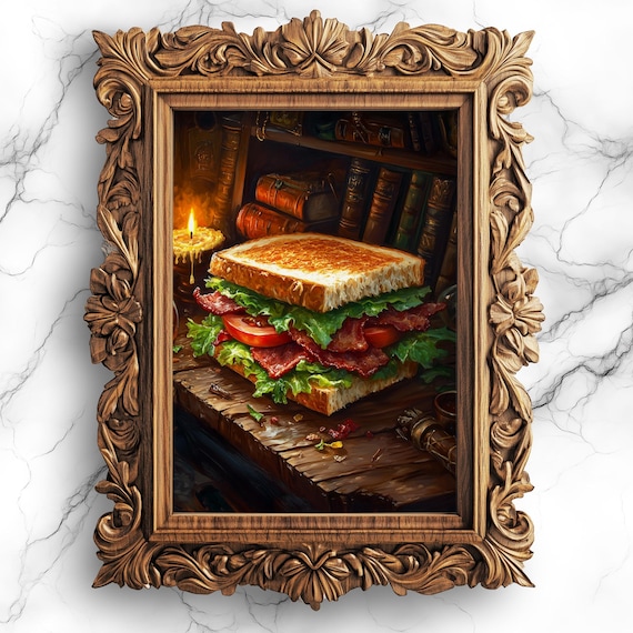 Magical Wizard Desk BLT Sandwich Gothic Study Print