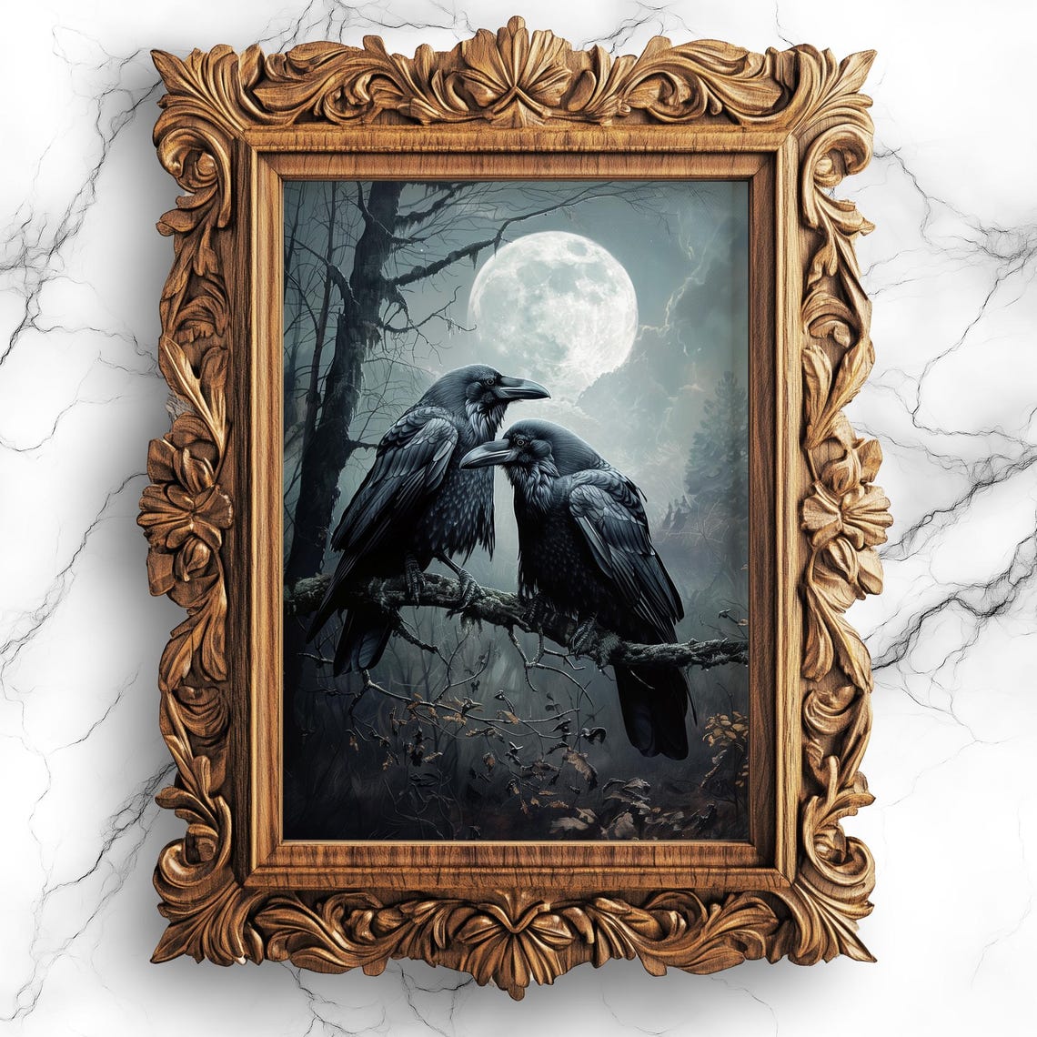 Moonlit Crows Gothic Bird Art Print