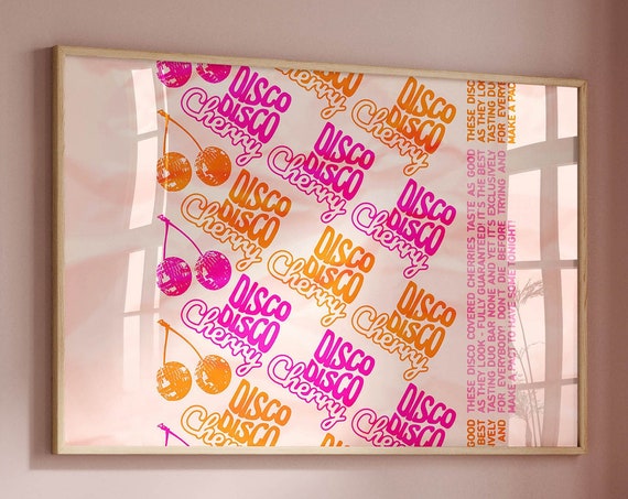 Disco Cherry Art Print, Preppy Dorm Decor