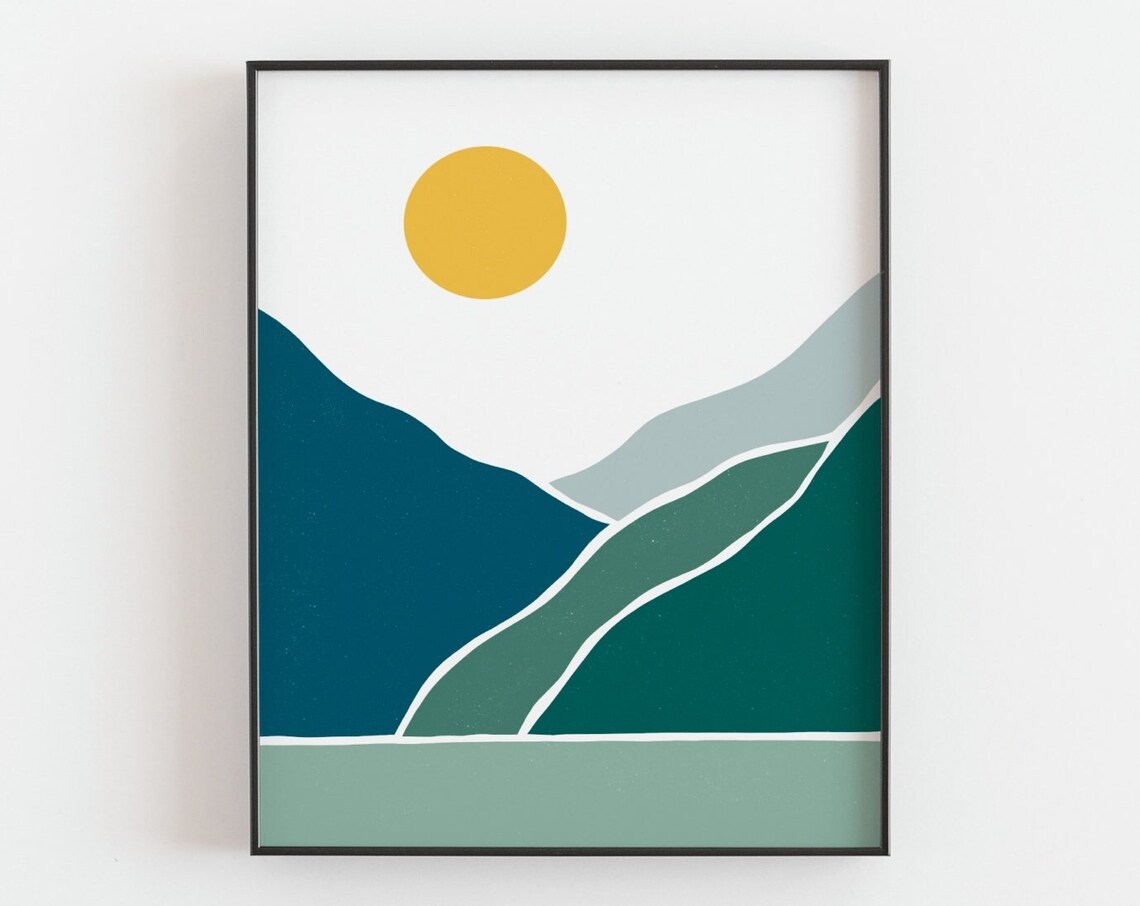Sunset Over The Mountain, Midcentury Modern Poster