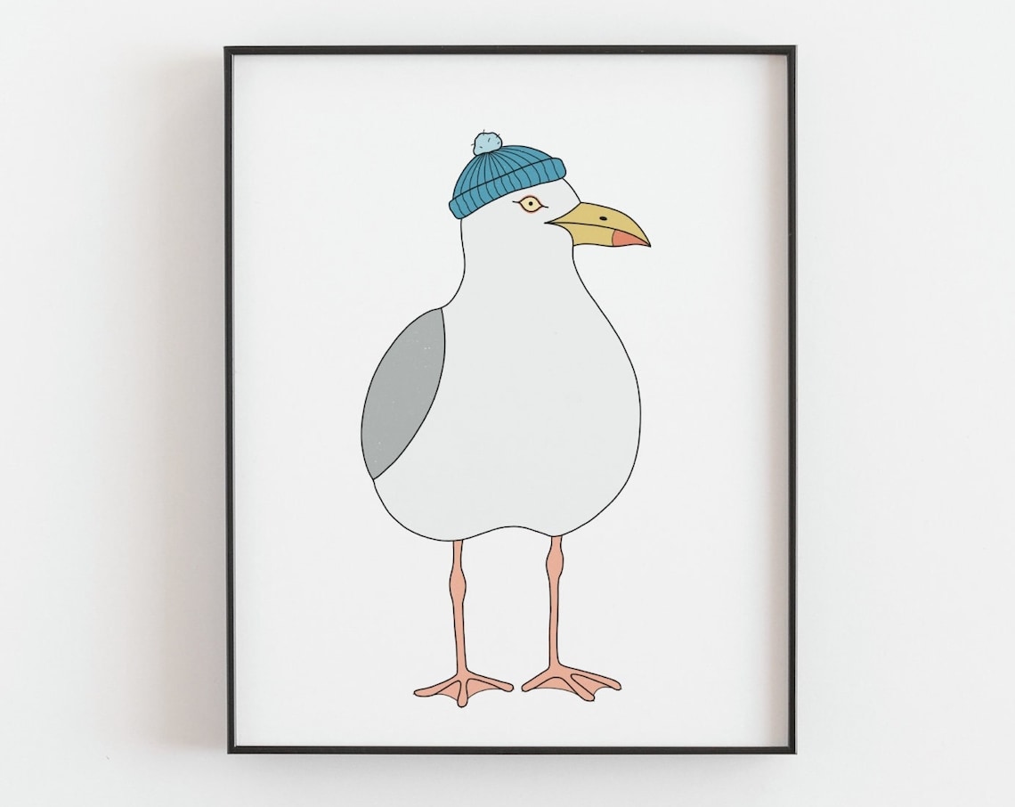 Seagull Print, Coastal Kitchen Decor Art Print