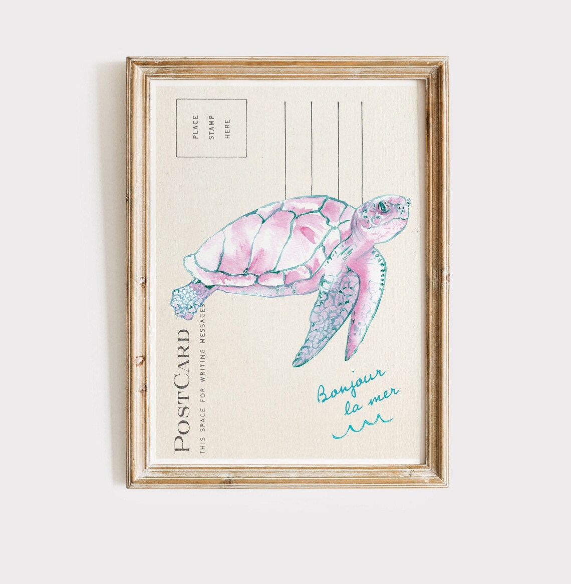 Coastal Sea Turtle Vintage Coastal Wall Art Print