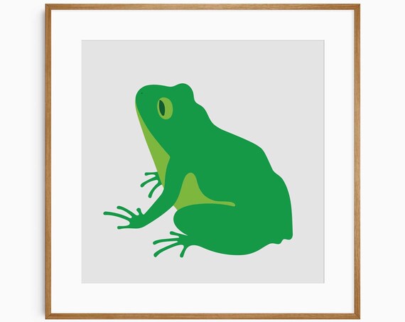 Green Frog Minimalist Mid Century Modern Nursery Room Art Poster