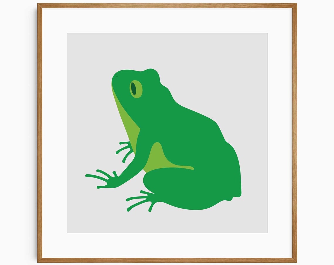 Green Frog Minimalist Mid Century Modern Nursery Room Art Poster
