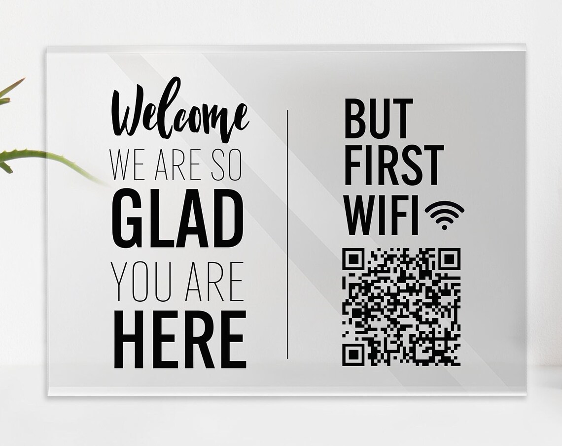 Custom Acrylic Wifi Plaque, QR Code Display