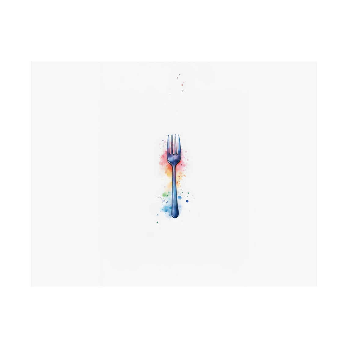 Watercolor Fork Minimalist Kitchen Utensil Still Life Poster - Image 3