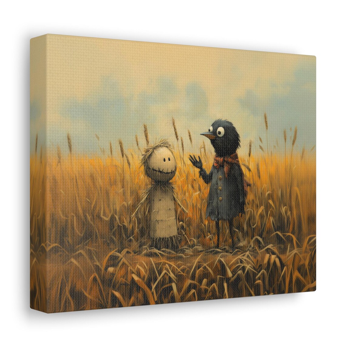 Little Scarecrow Crow Golden Wheat Field Cute Fall Harvest Poster - Image 2