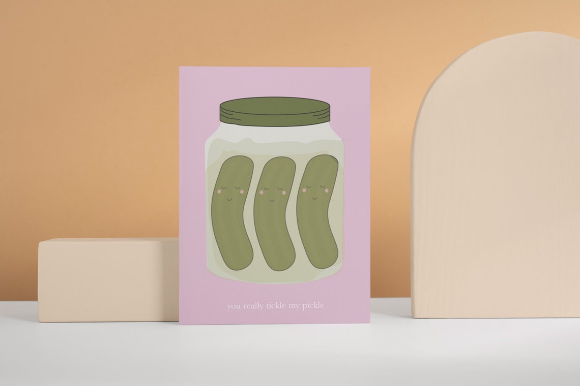 You Really Tickle My Pickle Funny Pickle Jar Greeting Card Print