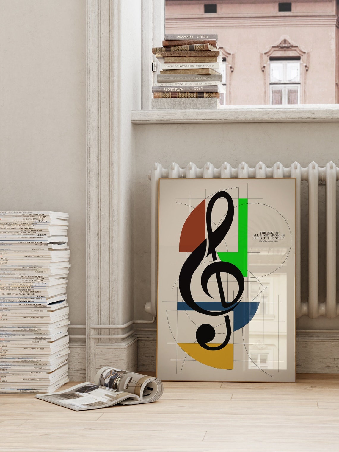 Treble Clef Colorful Bauhaus Geometric Monteverdi Music Quote Poster - Image 2