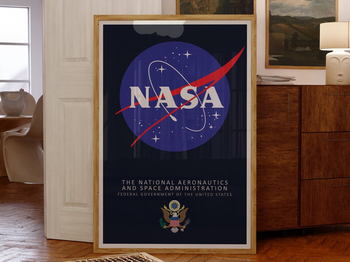 NASA Logo Poster, Minimalist Space Wall Art