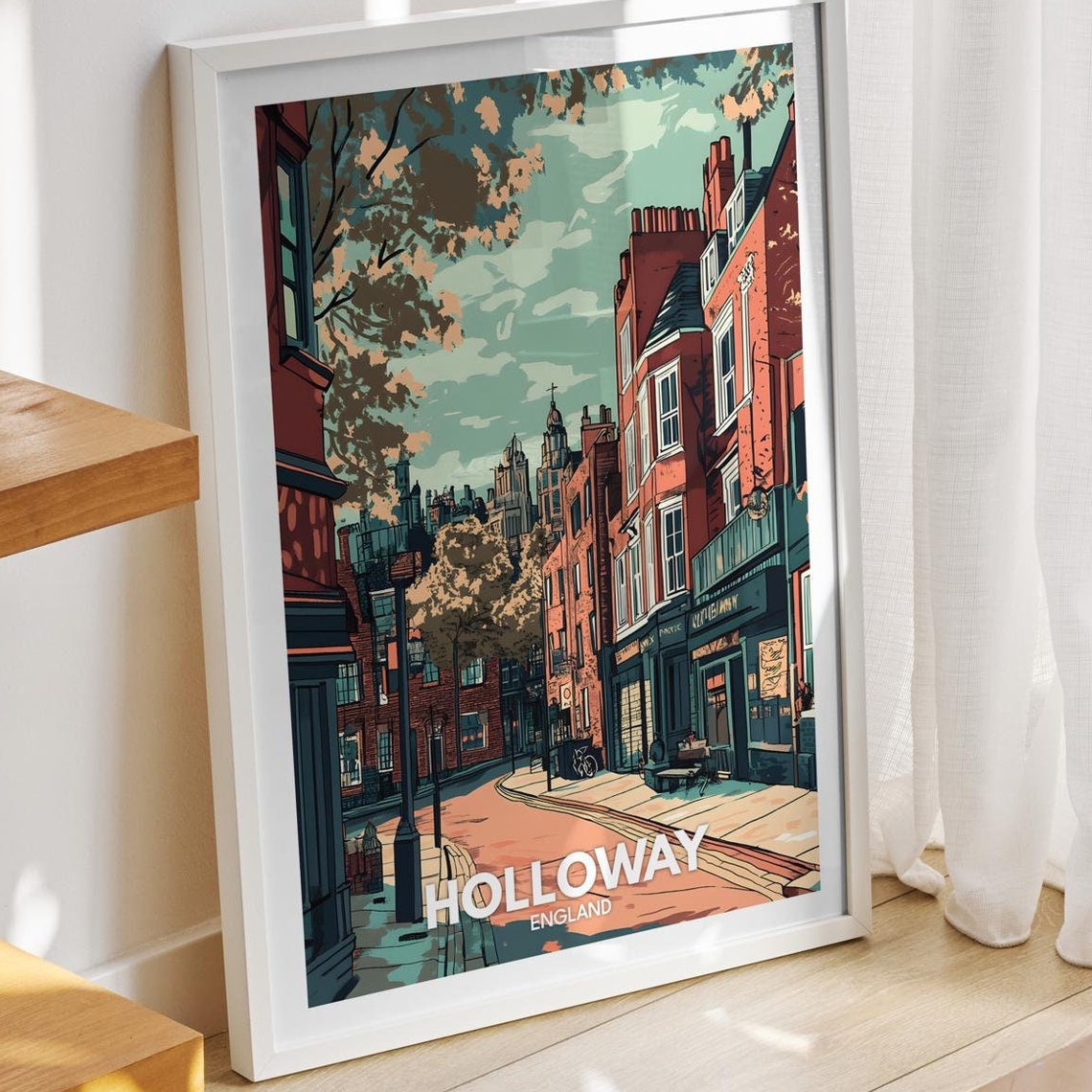 Holloway Travel Print England Holloway Travel Poster England Travel Poster United Kingdom Wall Art British Art Decor