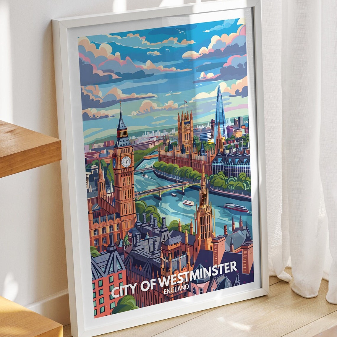 Westminster Travel Print England Westminster Art Poster England Travel Poster United Kingdom Wall Art English Art Decor