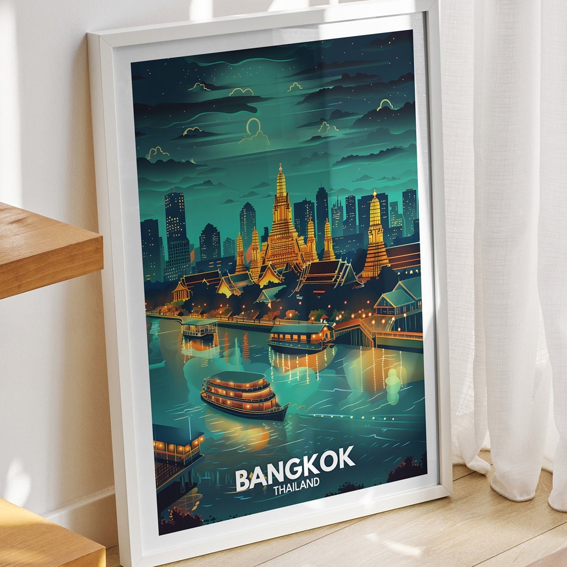 Bangkok Art Print Thailand Bangkok Travel Poster Thailand Travel Poster Thailand Cityscape Wall Art Unique City Decor