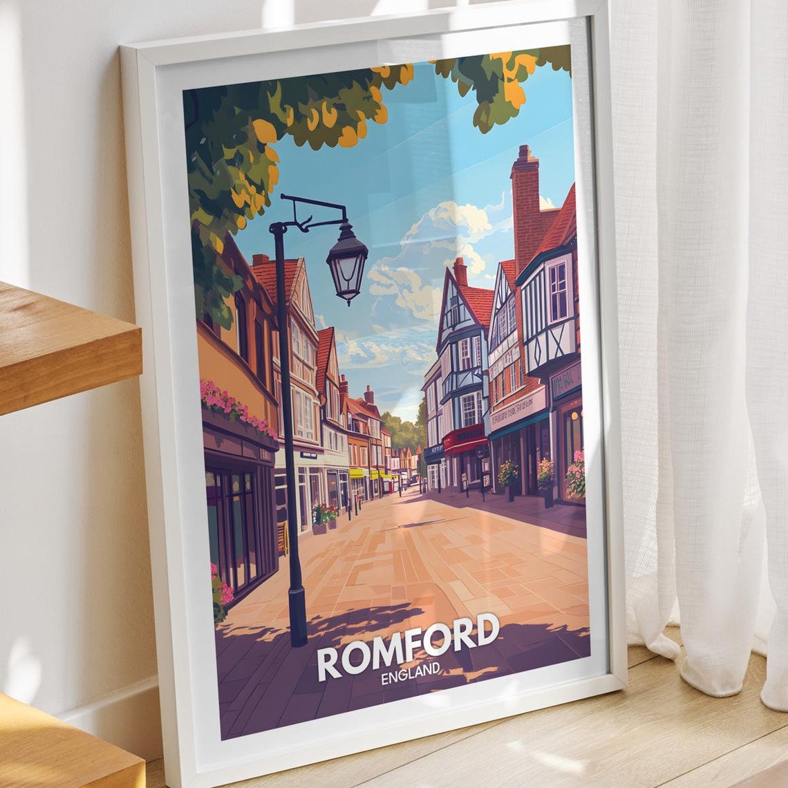 Romford Travel Print England Romford Travel Poster England Travel Poster United Kingdom Wall Art English Art Decor