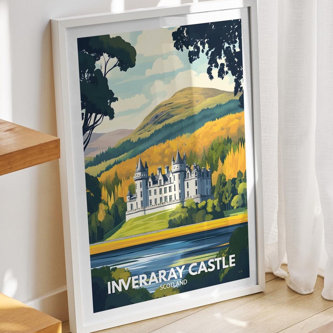 Inveraray Castle Print Scotland Inveraray Castle Poster Scotland Travel Art Poster United Kingdom Wall Art Scotland Art Decor