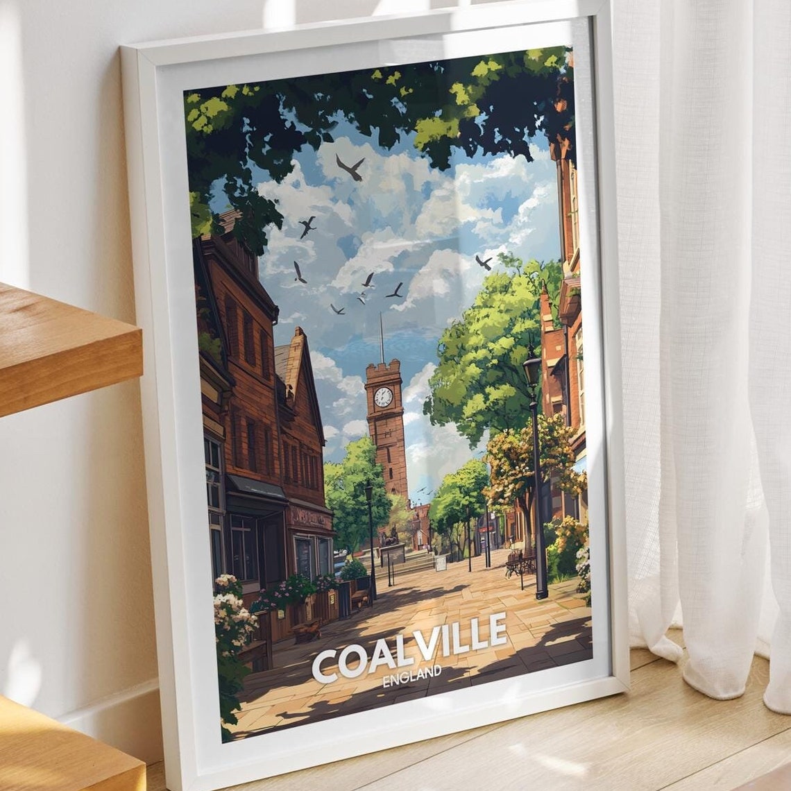 Coalville Travel Print England Coalville Travel Poster England Travel Poster United Kingdom Wall Art British Art Decor