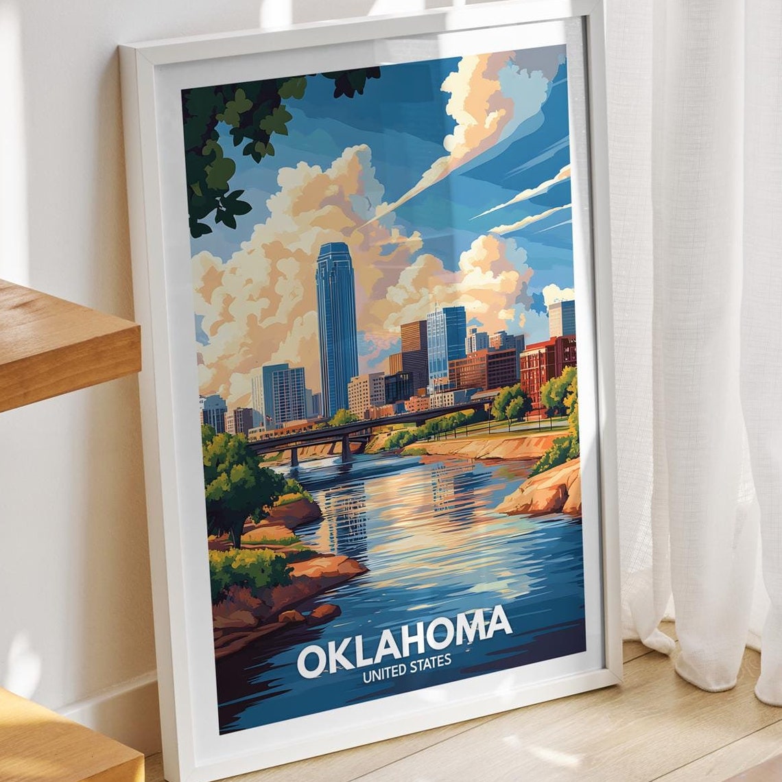 Oklahoma Travel Print United States Oklahoma Travel Poster United States Travel Poster United States Cityscape Wall Art City Art Decor