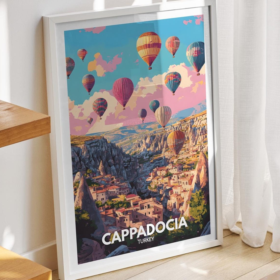 Cappadocia Travel Print Turkey Cappadocia Travel Poster Turkey Travel Poster Turkey Cityscape Wall Art Unique City Art Decor
