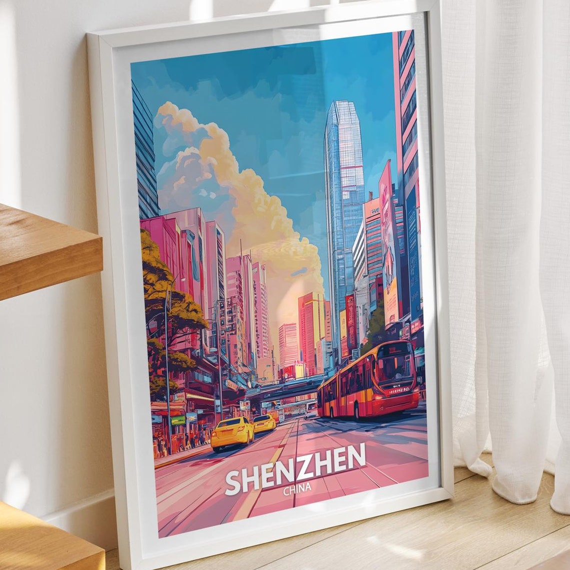 Shenzhen Travel Print China Shenzhen Travel Poster China Travel Poster China Cityscape Wall Art Unique City Art Decor