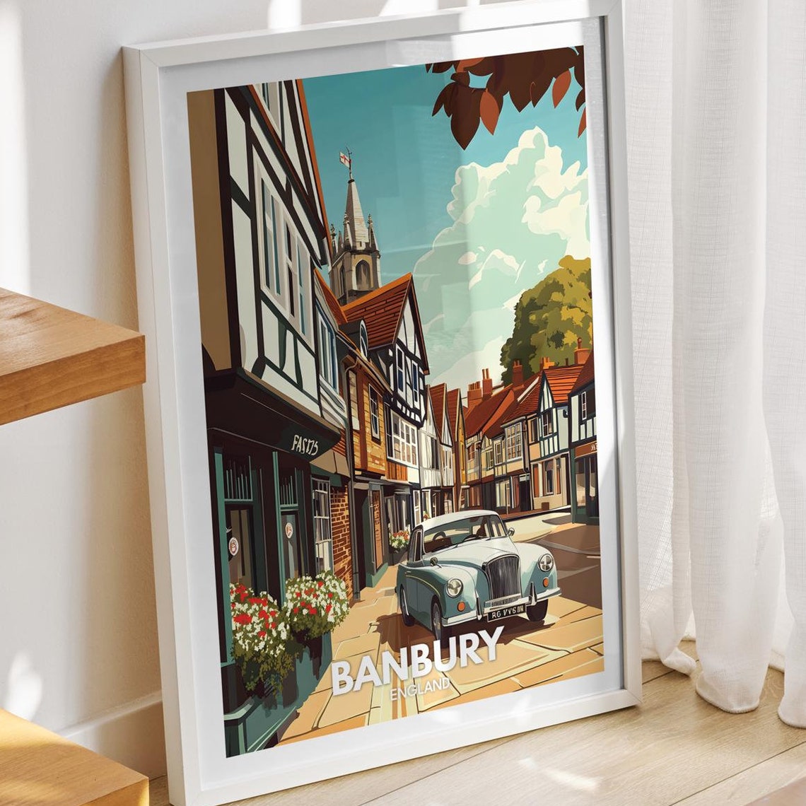 Banbury Travel Print England Banbury Travel Poster England Travel Poster United Kingdom Wall Art British Art Decor