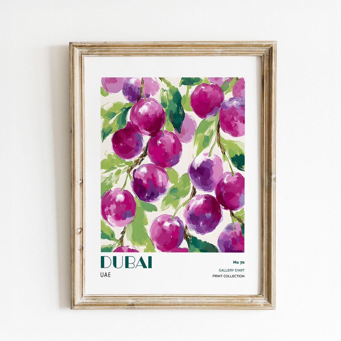 Vibrant Purple Plum Watercolor Branch Dubai UAE Gallery Art Print