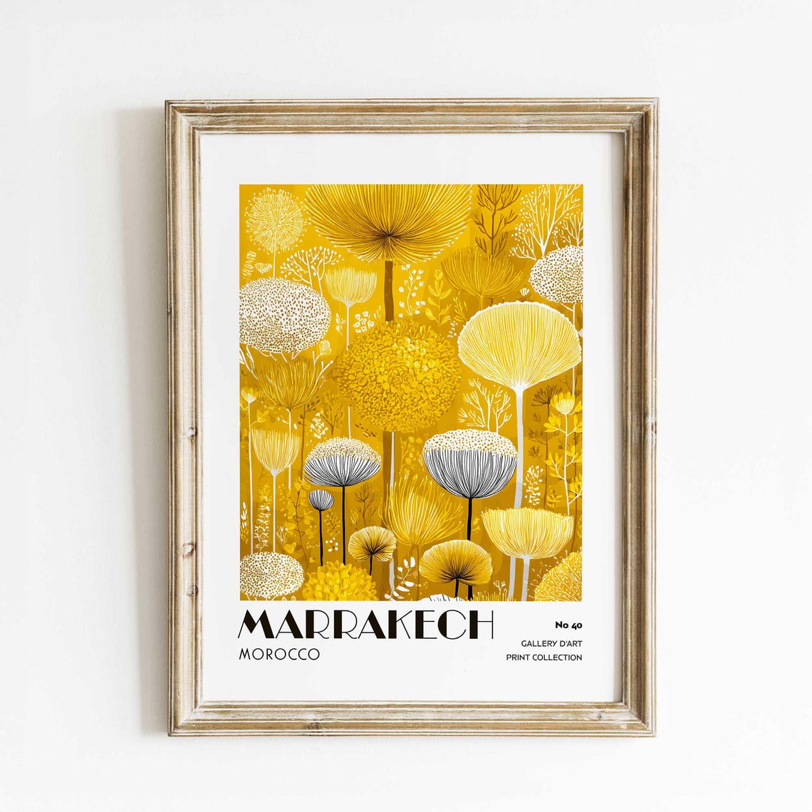 Golden Botanical Meadow Marrakech Morocco Vintage Wall Poster