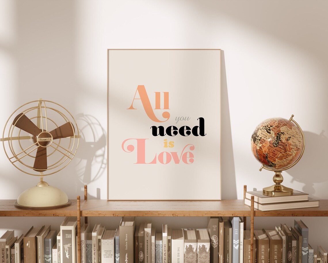 All You Need Is Love Retro Typography Art Print - Image 2