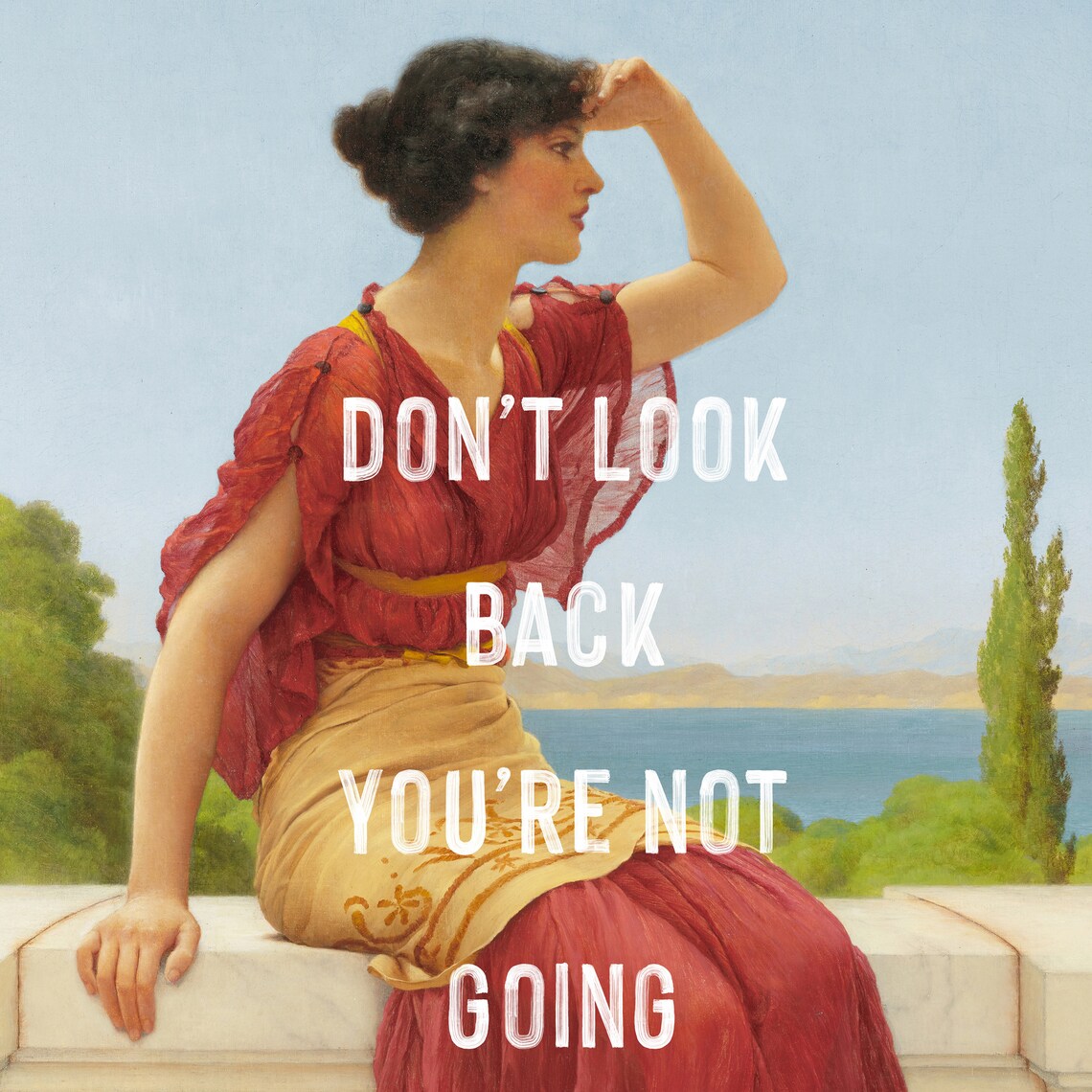 Dont Look Back Youre Not Going That Way Quote On Vintage Painting Wall Art - Image 2