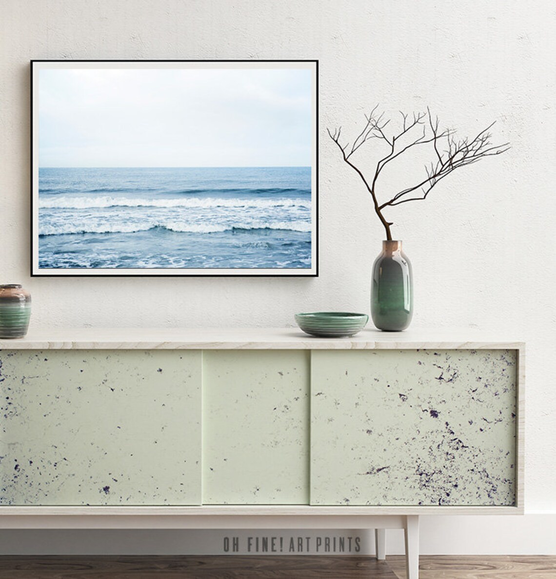 Beach Ocean Photography Print, Blue Living Room Decor - Image 2