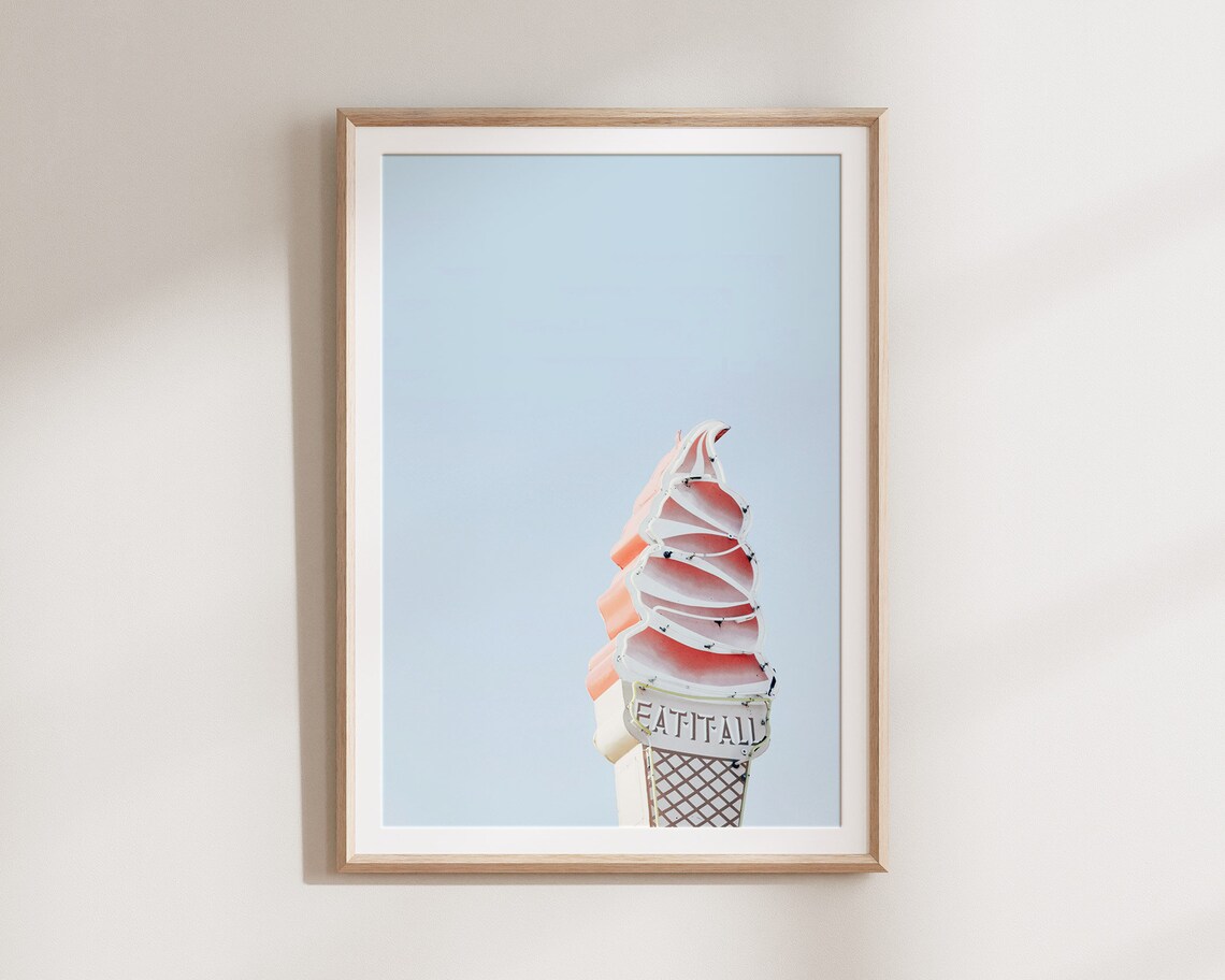 Vintage Ice Cream Sign, Mid-Century Kitchen Poster - Image 2